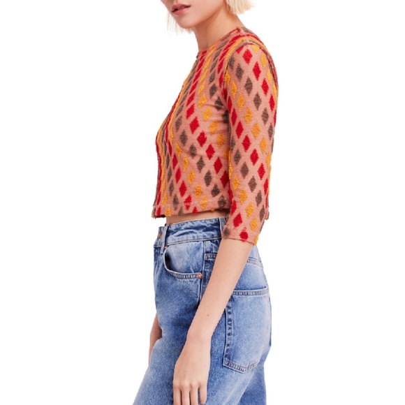 NWT FREE PEOPLE Magic Carpet Tee In Red - Picture 3 of 10